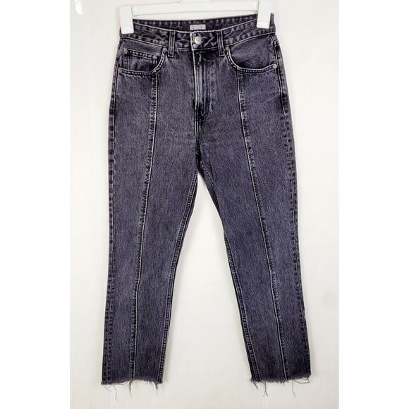 Reformation Womens Pacific Wash Black Raw Hem Seamed Jeans Size 25 - Picture 1 of 11